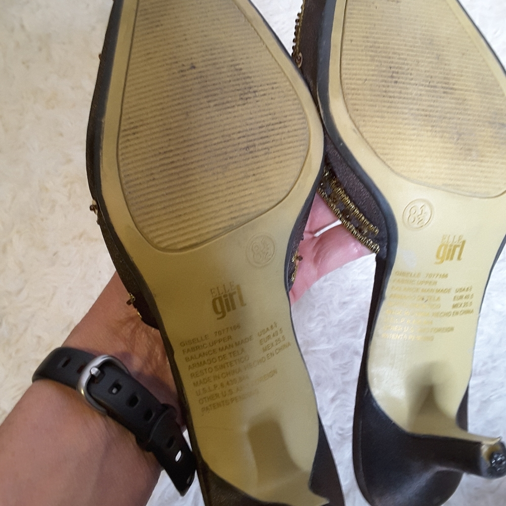 Elle Girl Giselle brown gold sequin mule 8.5 - Picture 5 of 9